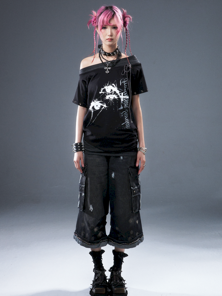 Denim Ripped Knee-Length Pants【s0000012942】