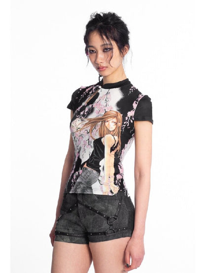 Tie-Dye Denim Studded Hot Pants【s0000018049】
