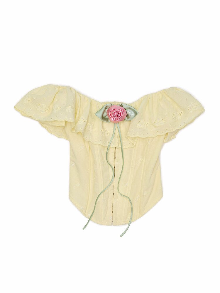 Fishbone Jacquard Rose Corset Top【s0000016907】
