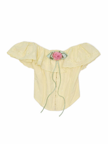 Fishbone Jacquard Rose Corset Top【s0000016907】