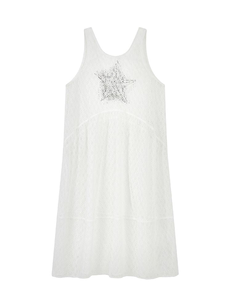 Starfish Printed Lace Hollow Out Dress【s0000012297】
