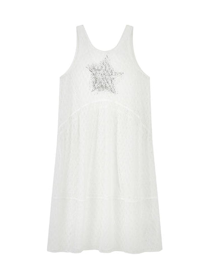 Starfish Printed Lace Hollow Out Dress【s0000012297】