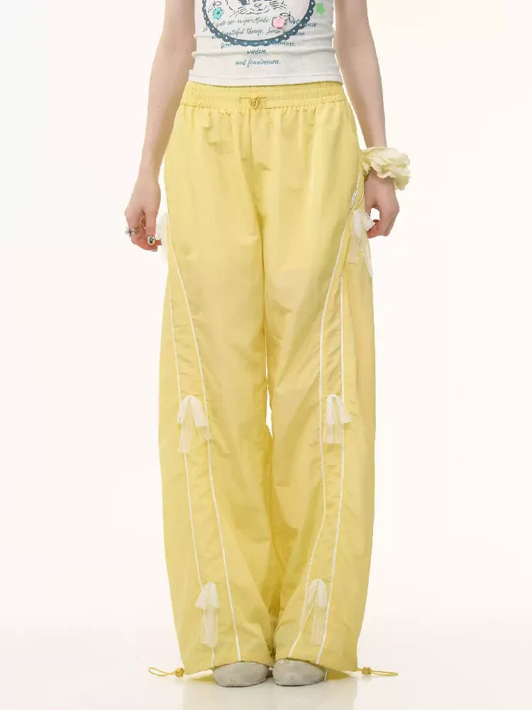 Wide-leg Straight Yellow Sports Casual Pants【s0000012239】