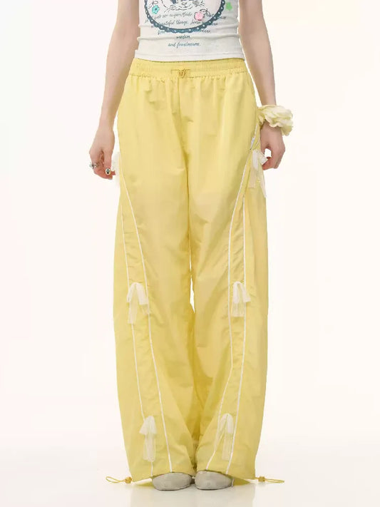 Wide-leg Straight Yellow Sports Casual Pants【s0000012239】