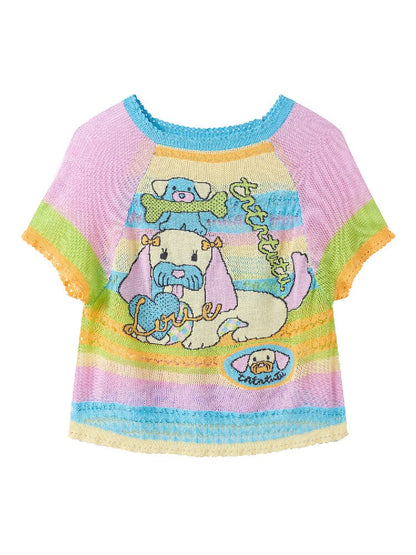 Hollow Knit Puppy Mini Skirt Set【s0000017689】