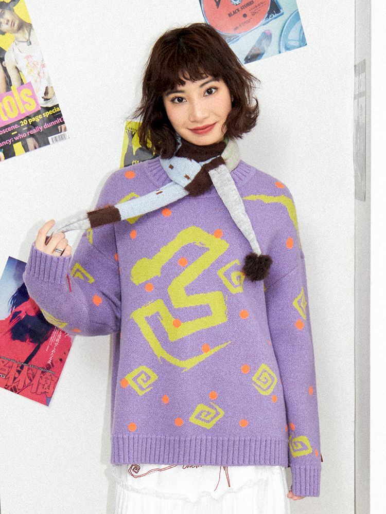 Purple Comic Snake Pullover【s0000011636】