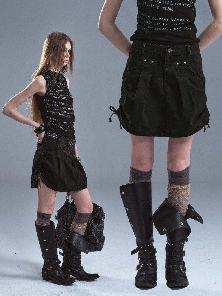 Wear Side Drawstring Split Skirt【s0000016894】