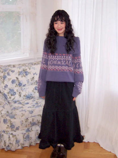 Two-Way Fair Isle Chunky Knit Pullover Sweater【s0000013994】