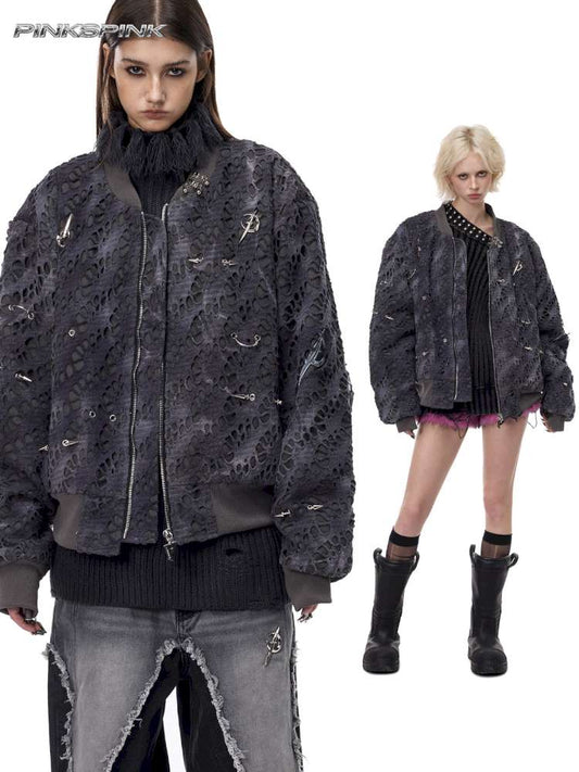 Black Metal Studded Cotton Suit【s0000015127】