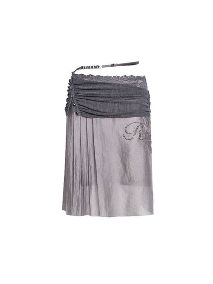 Lace Paneled Asymmetrical Skirt【s0000017014】