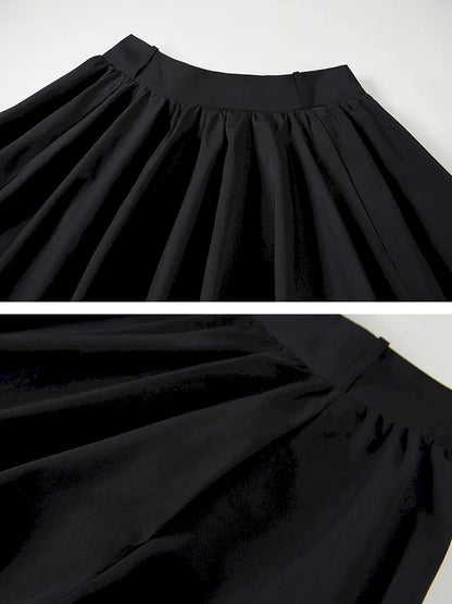 Wide-Skirted Pleated Midi Skirt【s0000014083】