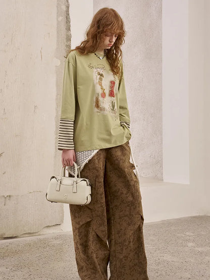 Patchwork Oversized Long-Sleeve T-Shirt【s0000014044】