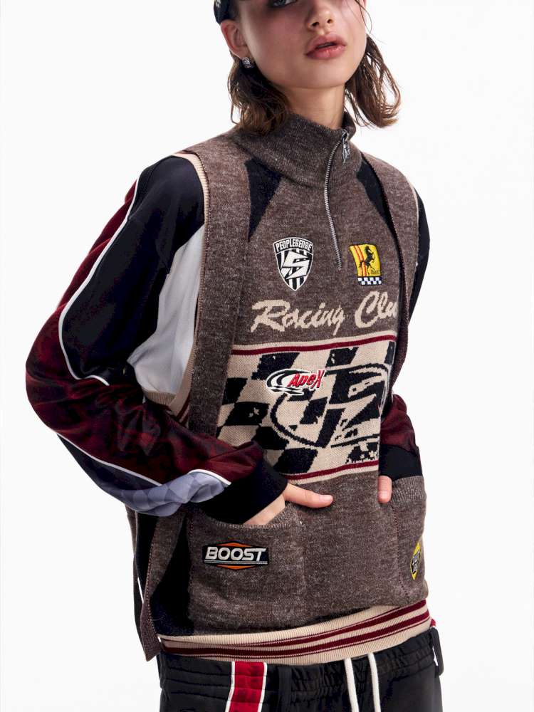 Vintage Racing Knitted Vest【s0000015177】