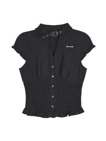 Skin Choker Shirt V Neck Top Slimming【s0000017285】