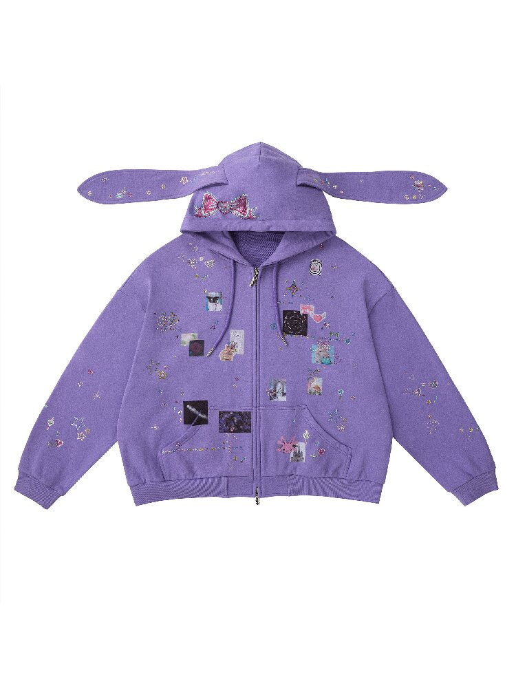 Sticker Rhinestone Rabbit Sweatshirt【s0000018739】
