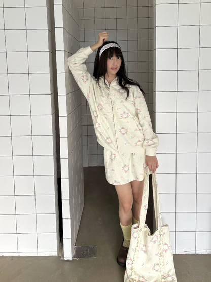 Loose Printed Hooded Sweatshirt Set【s0000019086】