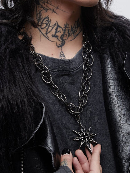 Vintage Heavy Work Cross Ring Necklace【s0000018981】
