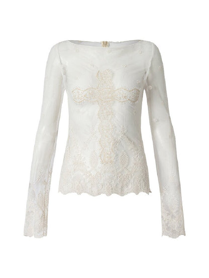 Palace Baroque Mesh Lace T-Shirt【s0000017242】