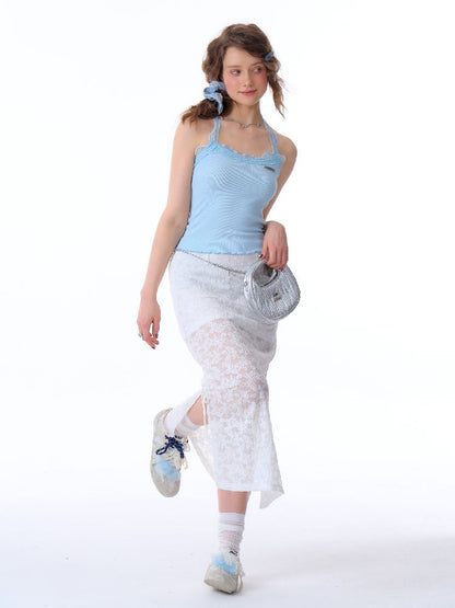 Lace Knit Hanging Neck Vest Camisole【s0000011678】