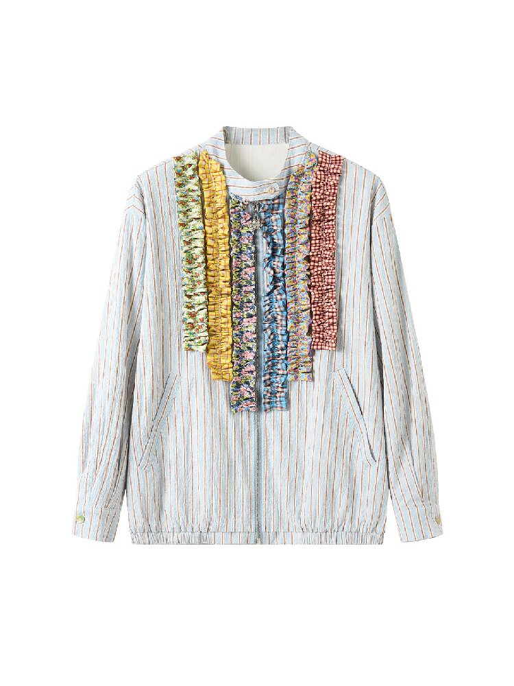 Blue-and-White Lace Collar Jacket【s0000018368】