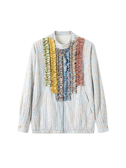 Blue-and-White Lace Collar Jacket【s0000018368】