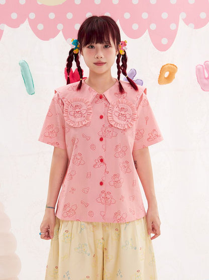 Animal Angel Bunny Collar Pink Shirt【s0000013190】