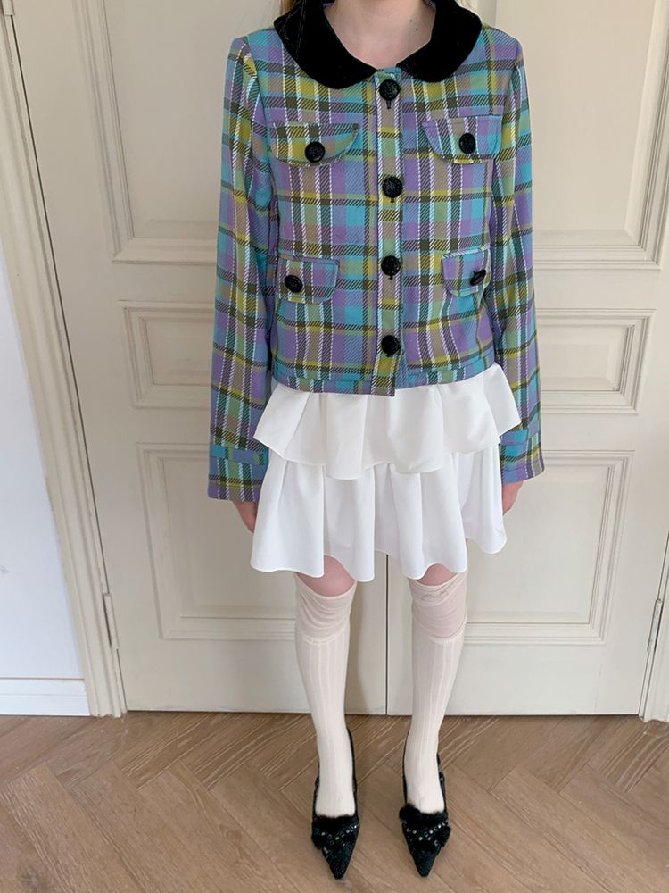 Plaid College Style Thin Jacket【s0000009893】