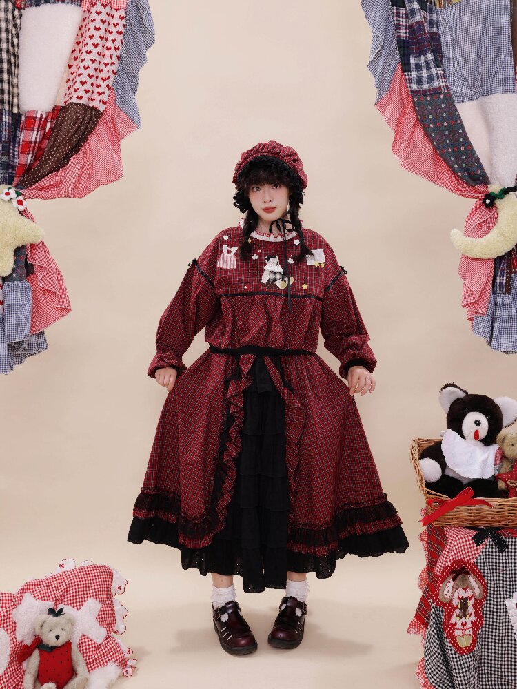 Plaid Lace Cake Waltz Skirt【s0000019284】