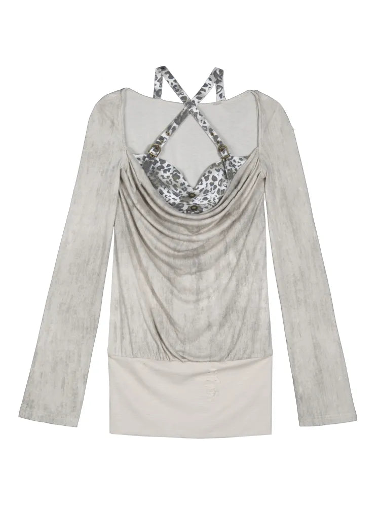 Off-Shoulder Ruffled Mid-Length Slimming Punk Top【s0000014124】