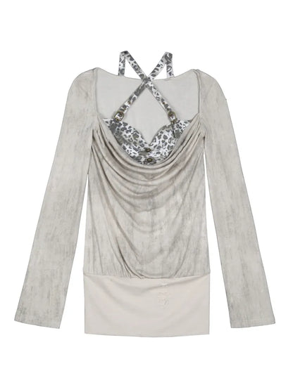 Off-Shoulder Ruffled Mid-Length Slimming Punk Top【s0000014124】