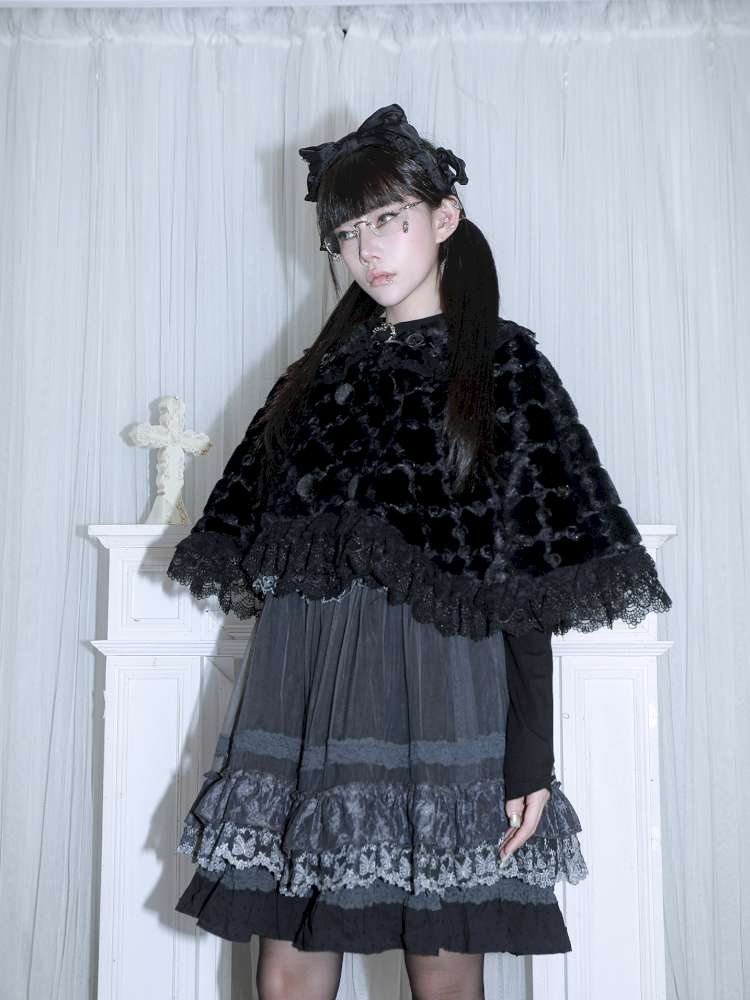 Little Rabbit Fluffy Rose Lace Cloak【s0000014681】