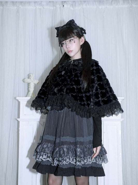 Little Rabbit Fluffy Rose Lace Cloak【s0000014681】