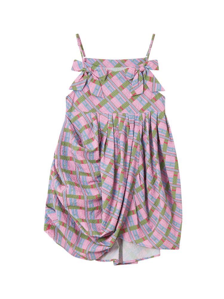 Plaid Strapless Bow Dress【s0000013927】