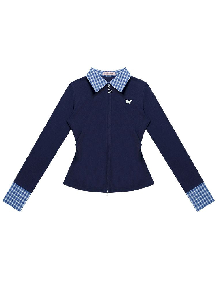 Long Sleeve Navy Blue Shirt【s0000012260】