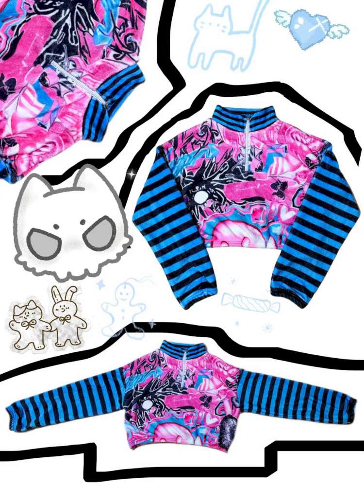 Striped Patchwork Plush Sweater【s0000015054】