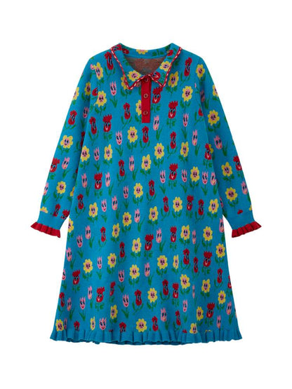Cartoon Floral Knit Dress【s0000014505】