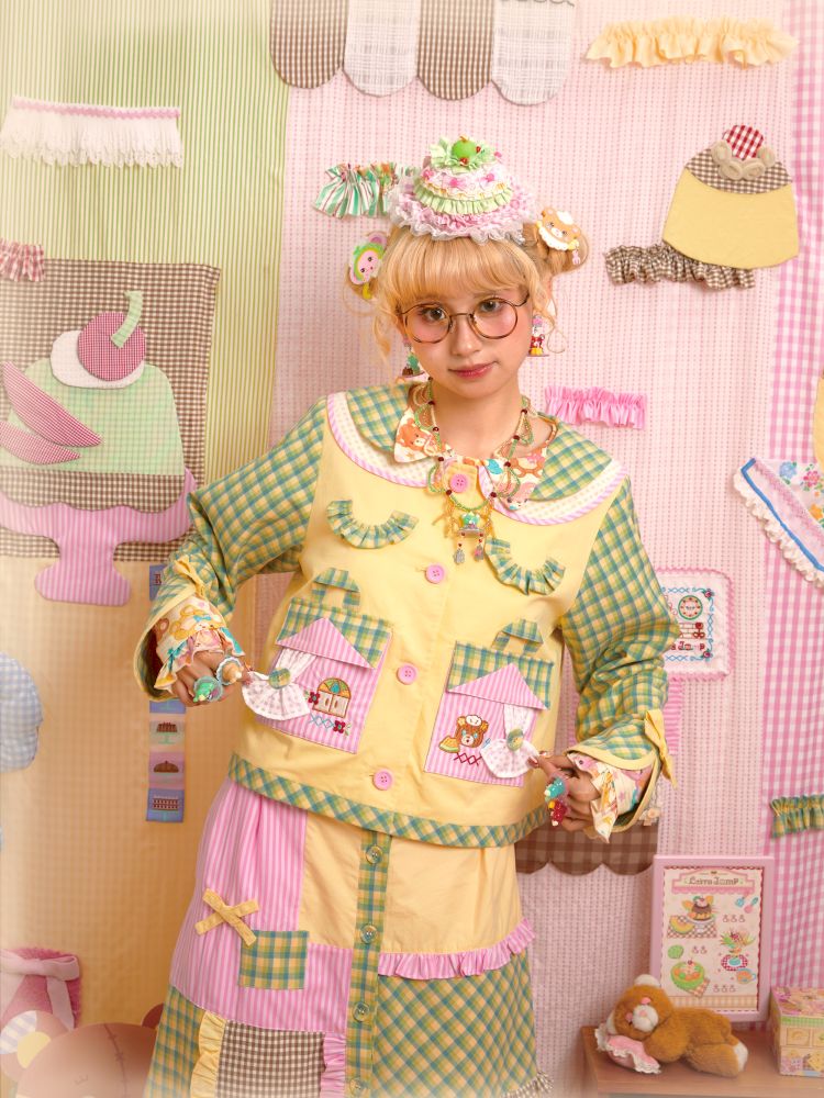 Jacket & Patchwork Half Skirt Set【s0000013703】