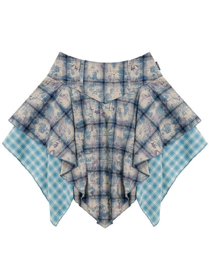 Blue Plaid Half-body Skirt【s0000012249】