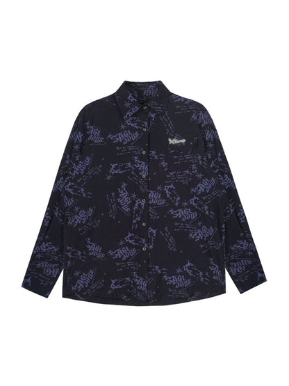 Black Purple Printed Shirt【s0000013364】