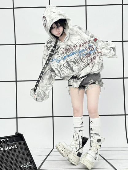 White Graffiti Hoodie【s0000011688】