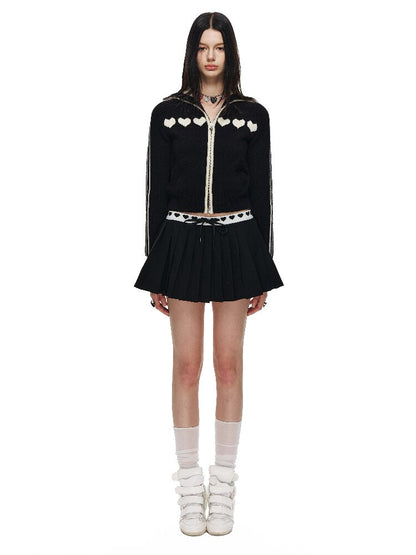 Love Jacquard Cropped Cardigan【s0000015872】