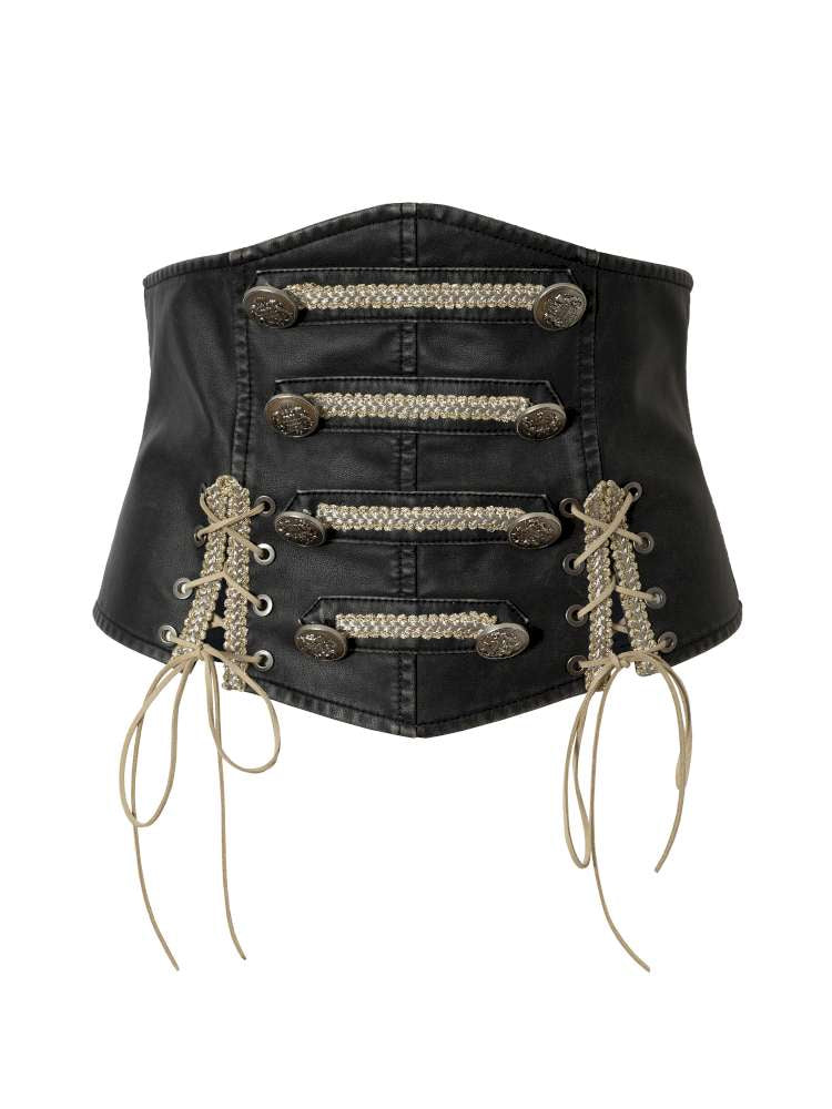 Double-breasted belted waist belt【s0000014464】