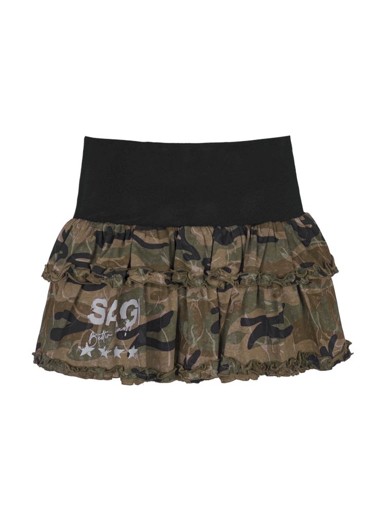 Elastic Waist Camouflage Cake Skirt【s0000013366】