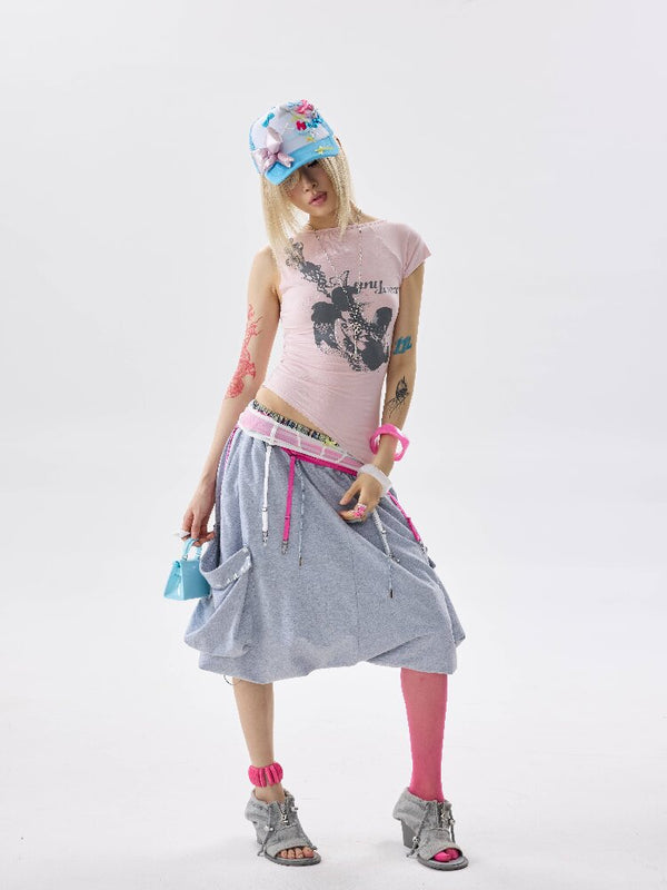 Loose Plaid Rhinestone Sports Pants【s0000017647】