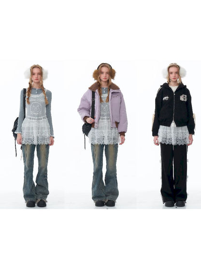 Mesh Sheer Lace Bottom Dress【s0000011503】