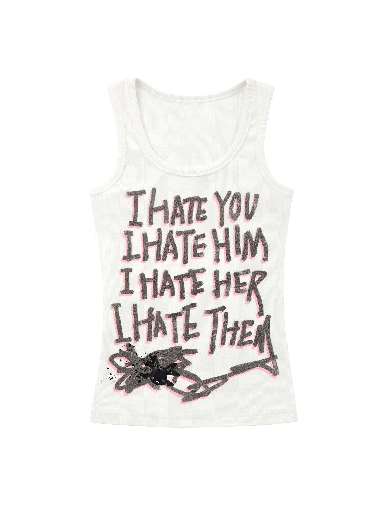Hate Printed Vest【s0000017291】