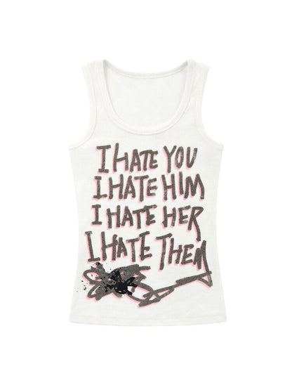 Hate Printed Vest【s0000017291】