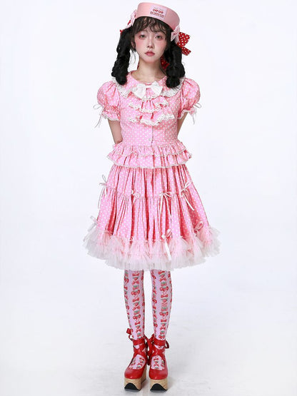 Polka Dot Short Sleeve Top【s0000012186】