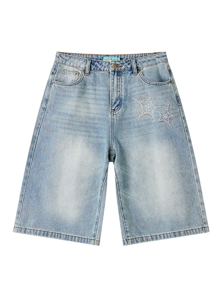 Starfish hot drill denim wide-leg shorts【s0000012288】