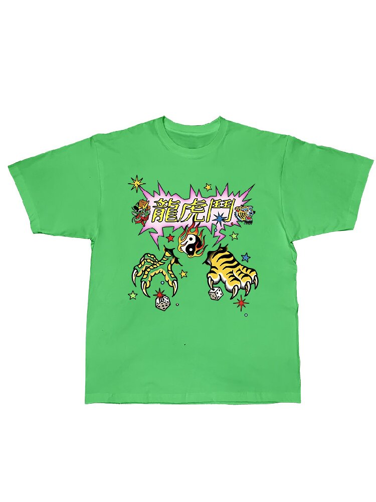 Dragon Tiger Print Oversized T Shirt【s0000017110】